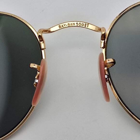 *SOLD*Ray-Ban RB3447 001 Round Metal Arista Gold Frame G-15 Green Glass Sunglass - Picture 7 of 16